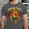 Meow Thai Muay Thai Cat Fighter Pun Dad Joke Unisex Jersey T-Shirt