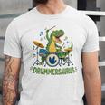 T-Rex Drumming With Drum Kit And Musical Notes Unisex Jersey T-Shirt T-Rex Drumming With Drum Kit And Musical Notes Unisex Jersey T-Shirt