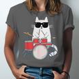 Cat Wearing Sunglasses Playing Drums Drum Kit Musician Unisex Jersey T-Shirt Cat Wearing Sunglasses Playing Drums Drum Kit Musician Unisex Jersey T-Shirt