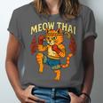 Meow Thai Muay Thai Cat Fighter Pun Dad Joke Unisex Jersey T-Shirt