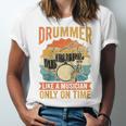 Drummer Like a Musician Only On Time Vintage Sunset Drum Kit Raglan Baseball Tee Unisex Jersey T-Shirt