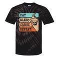 Eat Sleep Canoe Repeat Vintage Canoeing Canoeist Men Boys Raglan Baseball Tee Tie-Dye T-Shirts Black Tie-Dye