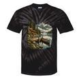 Lakeside Canoe Cabin Escape Scene Raglan Baseball Tee Tie-Dye T-Shirts Black Tie-Dye