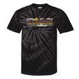 Trendy Canoe Silhouette Colourful Landscape Raglan Baseball Tee Tie-Dye T-Shirts Black Tie-Dye