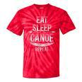 Canoe Canoeing Vintage Eat Sleep Canoe Repeat Raglan Baseball Tee Tie-Dye T-Shirts Red Tie-Dye