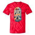 Find Peace Paddle On Canoe Mountain Sunset Tie-Dye T-Shirts Red Tie-Dye