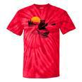 Kayaking Bear Retro Sunset Paddling Canoe Outdoor Adventure Tie-Dye T-Shirts Red Tie-Dye
