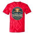 National Park Voyageurs Retro Sunset Canoe Paddling Badge Tie-Dye T-Shirts Red Tie-Dye