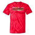 Trendy Canoe Silhouette Colourful Landscape Raglan Baseball Tee Tie-Dye T-Shirts Red Tie-Dye