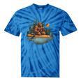 Bigfoot Kayak Paddling Lake Canoe Bigfoot Sasquatch Kayaking Tie-Dye T-Shirts Blue Tie-Dye