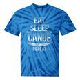 Canoe Canoeing Vintage Eat Sleep Canoe Repeat Raglan Baseball Tee Tie-Dye T-Shirts Blue Tie-Dye
