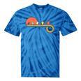 Canoe Retro Vintage Sunset Rainbow Raglan Baseball Tee Tie-Dye T-Shirts Blue Tie-Dye
