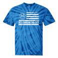 Canoeing Canoe US American Flag Patriotic Retro Raglan Baseball Tee Tie-Dye T-Shirts Blue Tie-Dye