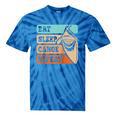 Eat Sleep Canoe Repeat Vintage Canoeing Canoeist Men Boys Raglan Baseball Tee Tie-Dye T-Shirts Blue Tie-Dye