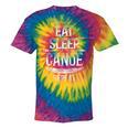 Canoe Canoeing Vintage Eat Sleep Canoe Repeat Raglan Baseball Tee Tie-Dye T-Shirts Rainbow Tie-Dye
