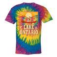 Lake Ontario Canoe Fishing Light House Sunset Retro Raglan Baseball Tee Tie-Dye T-Shirts Rainbow Tie-Dye