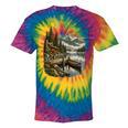 Lakeside Canoe Cabin Escape Scene Raglan Baseball Tee Tie-Dye T-Shirts Rainbow Tie-Dye