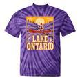 Lake Ontario Canoe Fishing Light House Sunset Retro Raglan Baseball Tee Tie-Dye T-Shirts Purple Tie-Dye