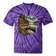 Women's Lakeside Canoe Cabin Escape Scene Tie-Dye T-Shirts Purple Tie-Dye