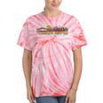 Trendy Canoe Silhouette Colourful Landscape Raglan Baseball Tee Tie-Dye T-Shirts Coral Tie-Dye