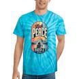 Find Peace Paddle On Canoe Mountain Sunset Tie-Dye T-Shirts Turquoise Tie-Dye