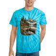 Lakeside Canoe Cabin Escape Scene Raglan Baseball Tee Tie-Dye T-Shirts Turquoise Tie-Dye