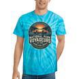 National Park Voyageurs Retro Sunset Canoe Paddling Badge Tie-Dye T-Shirts Turquoise Tie-Dye