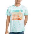 Eat Sleep Canoe Repeat Vintage Canoeing Canoeist Men Boys Raglan Baseball Tee Tie-Dye T-Shirts Mint Tie-Dye