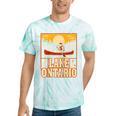 Lake Ontario Canoe Fishing Light House Sunset Retro Raglan Baseball Tee Tie-Dye T-Shirts Mint Tie-Dye