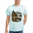 Women's Lakeside Canoe Cabin Escape Scene Tie-Dye T-Shirts Mint Tie-Dye