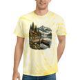 Lakeside Canoe Cabin Escape Scene Raglan Baseball Tee Tie-Dye T-Shirts Yellow Tie-Dye