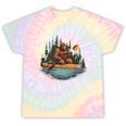 Bigfoot Kayak Paddling Lake Canoe Bigfoot Sasquatch Kayaking Tie-Dye T-Shirts Hazy Rainbow Tie-Dye