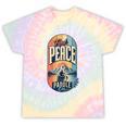 Find Peace Paddle On Canoe Mountain Sunset Tie-Dye T-Shirts Hazy Rainbow Tie-Dye
