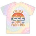 I Need A Good Paddling Retro Sunset Canoe Raglan Baseball Tee Tie-Dye T-Shirts Hazy Rainbow Tie-Dye