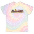 Trendy Canoe Silhouette Colourful Landscape Raglan Baseball Tee Tie-Dye T-Shirts Hazy Rainbow Tie-Dye