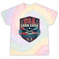 USA Canoe Kayak Paddling American Flag Emblem Tie-Dye T-Shirts Hazy Rainbow Tie-Dye
