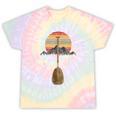 Vintage Retro Canoe Paddle & Mountains Rafting Tie-Dye T-Shirts Hazy Rainbow Tie-Dye