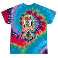 Find Peace Paddle On Canoe Mountain Sunset Tie-Dye T-Shirts Festival Tie-Dye