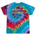 Trendy Canoe Silhouette Colourful Landscape Raglan Baseball Tee Tie-Dye T-Shirts Festival Tie-Dye