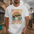 Drummer Like a Musician Only On Time Vintage Sunset Drum Kit Raglan Baseball Tee Unisex T-Shirt Drummer Like a Musician Only On Time Vintage Sunset Drum Kit Raglan Baseball Tee Unisex T-Shirt
