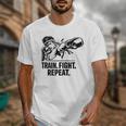 Train Fight Repeat Nak Muay Thai Boxing Fighter Raglan Baseball Tee Unisex T-Shirt