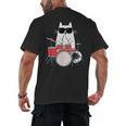 Cat Wearing Sunglasses Playing Drums Drum Kit Musician Men's Back Print T-Shirt, trending gift Cat Wearing Sunglasses Playing Drums Drum Kit Musician Men's Back Print T-Shirt, trending gift