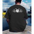 Drum Kit Heartbeat Drummer Music Lover EKG Pulse Set Note Men's Back Print T-Shirt Drum Kit Heartbeat Drummer Music Lover EKG Pulse Set Note Men's Back Print T-Shirt