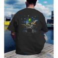 Drum Kit Percussionist Drummer Van Gogh Alien Playing Drums Men's Back Print T-Shirt