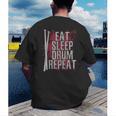 Drummer Eat Sleep Drum Repeat Drum Kit Musician Men's Back Print T-Shirt Drummer Eat Sleep Drum Repeat Drum Kit Musician Men's Back Print T-Shirt
