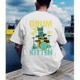 Cute Drummer Cat Drum Kitten Men's Back Print T-Shirt Cute Drummer Cat Drum Kitten Men's Back Print T-Shirt