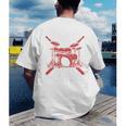 Drum Kit Percussion For Drummer Percussionist Musician Men's Back Print T-Shirt Drum Kit Percussion For Drummer Percussionist Musician Men's Back Print T-Shirt