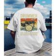 Drummer Better Timing Retro Vintage Sunset Drum Kit Graphic Men's Back Print T-Shirt