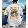 Drummer Like a Musician Only On Time Vintage Sunset Drum Kit Raglan Baseball Tee Men's Back Print T-Shirt Drummer Like a Musician Only On Time Vintage Sunset Drum Kit Raglan Baseball Tee Men's Back Print T-Shirt