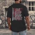 Drummer Eat Sleep Drum Repeat Drum Kit Musician Men's Back Print T-Shirt Drummer Eat Sleep Drum Repeat Drum Kit Musician Men's Back Print T-Shirt
